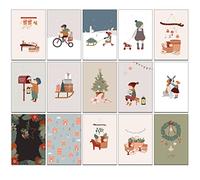 the lazy panda card company 32 cartes postales de Noël traditionnelles et nostalgiques