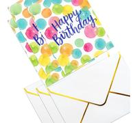 the lazy panda card company Lot de 3 cartes d'anniversaire de qualité supérieure - Designs simples et colorés avec enveloppes rouges dorées (3 blanches)
