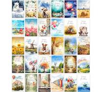 the lazy panda card company Lot de 30 cartes d'anniversaire assorties avec enveloppes (âges mixtes)