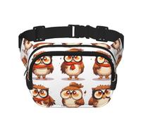 The Learned Owl Sac à bandoulière tendance imprimé sac banane de randonnée carré double couche voyage et fitness