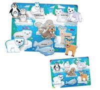 The Learning Journey My First Lift & Learn - Puzzle artic à plateau de 7 pièces | Puzzle éducatif pour les tout-petits âgés de 2 à 5 ans, blanc, bleu, gris, noir