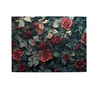 The Leaves Have A Background Of Big Red Flowers Puzzle en bois de 500 pièces pour adultes Puzzle stimulant pour taille de jeu 38,1 x 51,8 cm