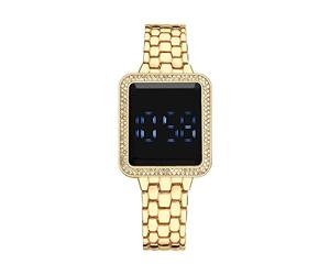 The LED Display Touchs Montre électronique grand écran pour femme Bracelet en toile, doré, taille unique