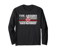 The Legend Has Retired Firefighter American Flag Emblème Art Manche Longue