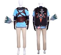 The Legend Of Zelda Cosplay Set - Blue Tunique Avec Accents Marron, Ceinture Assortie, Cape Noir Et Accessoires Arrow Idéal Pour Les Fans De Jeux Et Les événements De Cosplay(Size:130,Color:vêtements)