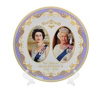 The Leonardo Collection Assiette commémorative de Sa Majesté la Reine Elizabeth II avec support souvenir Blanc Diamètre 21 cm