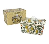 The Leonardo Collection Beurrier à fruits par William Morris | Beurrier élégant en céramique avec motif de fruits emblématiques | Parfait pour la table à manger ou la cuisine | Intemporel et