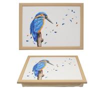 The Leonardo Collection British Birds by Clemency Bunn Plateau en bois King Fisher pour servir la nourriture | Plateaux confortables avec coussin de pouf | Plateaux durables pour manger sur les genoux