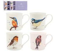 The Leonardo Collection Clemency Bunn Lot de 4 tasses à café durables pour la maison et le bureau Motif oiseaux britanniques