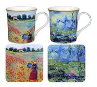 The Leonardo Collection Ensemble tasse et dessous de verre Monet 2ASST | Joli cadeau pour homme et femme | Conçu par Claude Monet | Ensemble de dessous de verre pour toutes les cuisines et bureaux