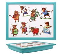 The Leonardo Collection Finola Plateau d'ordinateur Portable Motif Vache Highland avec Pouf pour Servir des Plats | Jolis Plateaux pour Les Genoux pour Manger sur Les Genoux pour Le dîner ou Le