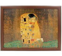 The Leonardo Collection Gustav Klimt The Baiser Plateau de service à genoux avec coussin rembourré Marron/doré