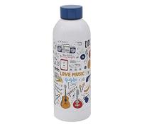 The Leonardo Collection Lesser & Pavey Bouteille d'eau musicale en acier inoxydable écologique avec couvercle et poignée de transport pour le sport de bureau ou les déplacements Motif musique 500 ml