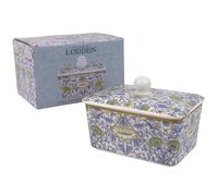 The Leonardo Collection Lodden Beurrier par William Morris | Beurrier décoratif en porcelaine avec couvercle | Arts et artisanat motif floral | Cadeau élégant | Accessoire de cuisine britannique