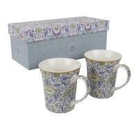 The Leonardo Collection Lodden Lot de 2 tasses à thé et café William Morris pour boissons chaudes | Tasses en porcelaine fine imprimées pour la cuisine et la maison | Tasses en céramique réutilisables