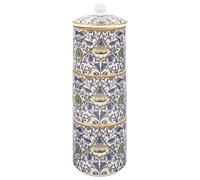 The Leonardo Collection Lodden Lot de 3 bocaux empilables avec couvercle par William Morris | Bocaux de rangement décoratifs en porcelaine | Design floral pour loisirs créatifs | Organisation élégante