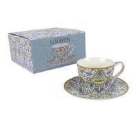 The Leonardo Collection Lodden Tasse et soucoupe William Morris pour boissons chaudes et froides | Tasses à café durables pour la maison et le bureau | Tasses à café confortables et faciles à tenir