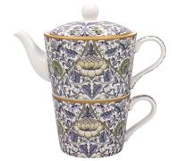 The Leonardo Collection Lodden Tea for One par William Morris | Théière et tasse en porcelaine | Design floral d'art et d'artisanat | Cadeau élégant pour les amateurs de thé | Service à thé compact