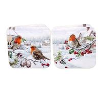 The Leonardo Collection Lot de 4 sous-Verres de Noël Rouge-Gorges (2 Assortis) pour la Maison et Le Bureau | Tapis élégant pour la Cuisine et la Salle à Manger | sous-Verres durables pour Dessus de