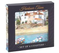 The Leonardo Collection Macneil Harbour Town Lot de 4 Dessous de Verre en Bois pour la Maison et Le Bureau | Dessous de Verre élégants pour Cuisine et Salle à Manger | Accessoires de Table durables