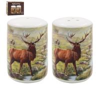 The Leonardo Collection Macneil Studios Salière et poivrière en porcelaine avec illustration de cerf Motif animal sauvage rustique Style ferme élégant Vaisselle de cuisine