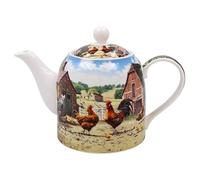 The Leonardo Collection Macneil Studios Théière en céramique avec couvercle en forme de coq et poule - Design britannique - Pour la maison et le bureau - Théière pour servir des boissons chaudes