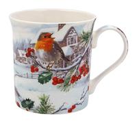 The Leonardo Collection Mug de Noël rouge-gorge pour boissons chaudes | Tasses à café réutilisables en porcelaine fine pour la cuisine et la maison | Tasses à thé imprimées pour toutes les occasions |