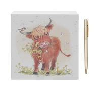 The Leonardo Collection Paper Shed Bloc-notes et stylo pour notes Motif vache des Highlands | Mémo quotidien pour une utilisation au bureau comme agenda 2025 | Journal idéal pour homme et femme | Joli