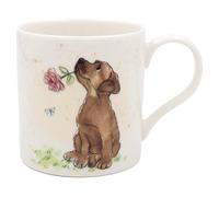 The Leonardo Collection Paper Shed Tasse en céramique avec motif chien avec rose pour la maison et la cuisine | Tasses élégantes en céramique pour thé et café | Joli ensemble de tasses pour homme et