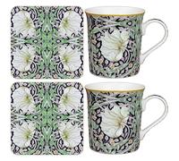 The Leonardo Collection Pimpernel Ensemble tasse et dessous de verre | Joli cadeau pour homme et femme | Conçu par William Morris | Ensemble de dessous de verre pour toutes les cuisines et bureaux