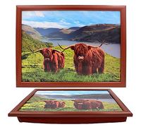 The Leonardo Collection Plateau pour Repas et Petit-déjeuner Motif Vache Highland | Plateau Confortable avec Coussin | Plateau Alimentaire Durable pour Manger sur Les Genoux | Plateau Multifonction