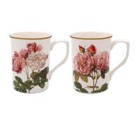 The Leonardo Collection Redoute Rose Lot de 2 tasses Pierre-Joseph Redoute, thé et café pour boissons chaudes | Tasses en porcelaine fine imprimées pour cuisine et maison | Tasses en céramique