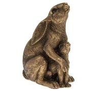 The Leonardo Collection Reflections Figurine de lièvre et bébé bronzé pour la Maison et Le Bureau | Décoration d'intérieur Cadeau pour Homme et Femme | Belle Figurine pour intérieur et extérieur |