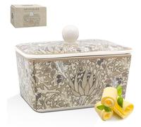 The Leonardo Collection William Morris Beurrier d'artichaut de Noël pour cuisine et maison | Beurrier avec couvercle pour garder le beurre frais | Beurre durable sans BPA pour le stockage du beurre