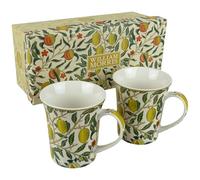 The Leonardo Collection William Morris Lot de 2 tasses à thé et café pour boissons chaudes en porcelaine fine pour cuisine et maison | Tasses en céramique réutilisables pour toutes les occasions