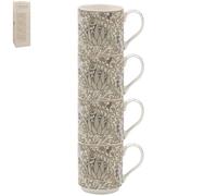 The Leonardo Collection William Morris Lot de 4 tasses à café empilables pour boissons chaudes et froides | Tasses à café durables pour la maison et le bureau | Tasses à café faciles à tenir pour