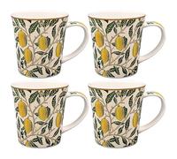 The Leonardo Collection William Morris - Lot de 4 tasses à thé et café pour boissons chaudes | Tasses en porcelaine fine imprimées pour cuisine et maison | Tasses en céramique réutilisables pour