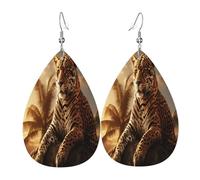 The leopard lost Boucles d'oreilles en cuir en forme de larme pour femme - Boucles d'oreilles pendantes légères en PVC avec crochets en argent 925, imprimés double face | Cadeau hypoallergénique