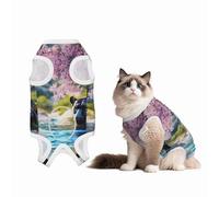The Leopard Next to The Lilac Flower Combinaison de convalescence pour chien, 100 % coton respirant - Combinaison chirurgicale intégrale pour chien et chat avec imprimés mignons - Taille L
