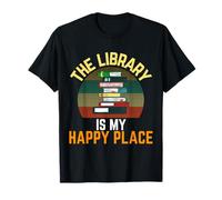 The Library is My Happy Place Bibliothèque rétro Lecteur Vintage T-Shirt