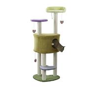 THE LICKER STORE Aisling CTR1002A Arbre à Chat Moderne à 4 étages en sisal avec griffoirs, perchoir et Jouets Suspendus Multicolore 130 cm