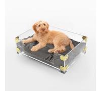 THE LICKER STORE DBD2002A Haines Lit moderne en velours lucite pour animal de compagnie avec coussin lavable, gris foncé/transparent 54,6 x 38,7 cm