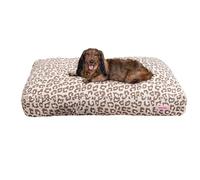 THE LICKER STORE DBD3001E-L Mabel Lit rectangulaire réversible en Peluche avec Housse Lavable pour Animal de Compagnie Motif léopard Moderne 104 x 64,8 cm