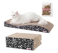 The LICKER Store Eero CSR1011B Grattoir à Chat Pliable Moderne avec Herbe à Chat, Grand griffoir en Carton ondulé pour Chats d'intérieur, carnet de Composition, Noir/Blanc