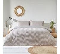 The Linen Yard Ensemble de Housse de Couette Chevron Géométrique à Tissage Bouclé en Coton