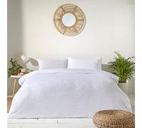 The Linen Yard Parure de lit à Pois, Percale Coton Lin, Blanc, Simple