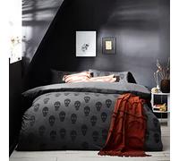 The Linen Yard Parure de lit Double Skulls en Coton, Anthracite
