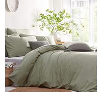 The Linen Yard The Stonehouse Ensemble Housse de Couette, Single, Sage, 135 x 200cm