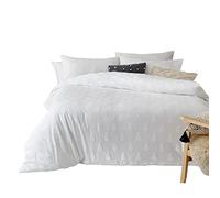 The Linen Yard Tufted Tree Double Duvet Cover Set,3 Pieces, Cotton, Snow