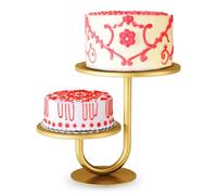 THE LINKING POINT Présentoir à gâteaux à 2 étages - Support à gâteaux doré à 2 étages avec design robuste pour fêtes et événements